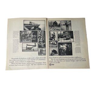 1970 ATT Bell Construction Workers Print Ad Full 2 Pages Original Vintage u